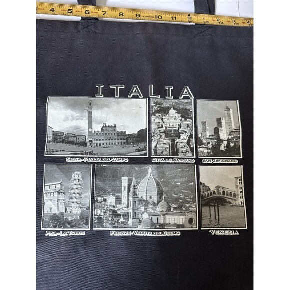 Canvas Tote Bag Scenes Of Italy Navy Blue Carry-All - Picture 4 of 11